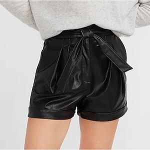 Express Black Leather Shorts